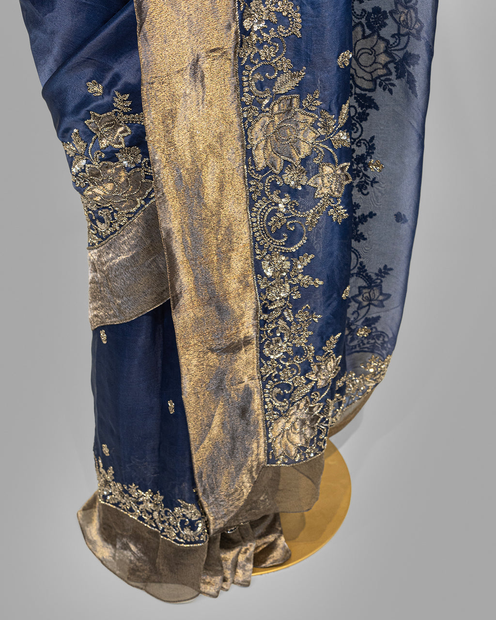 NAVY BLUE DESIGNER ORGANZA SAREE