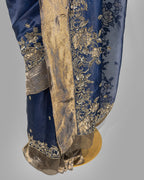 NAVY BLUE DESIGNER ORGANZA SAREE