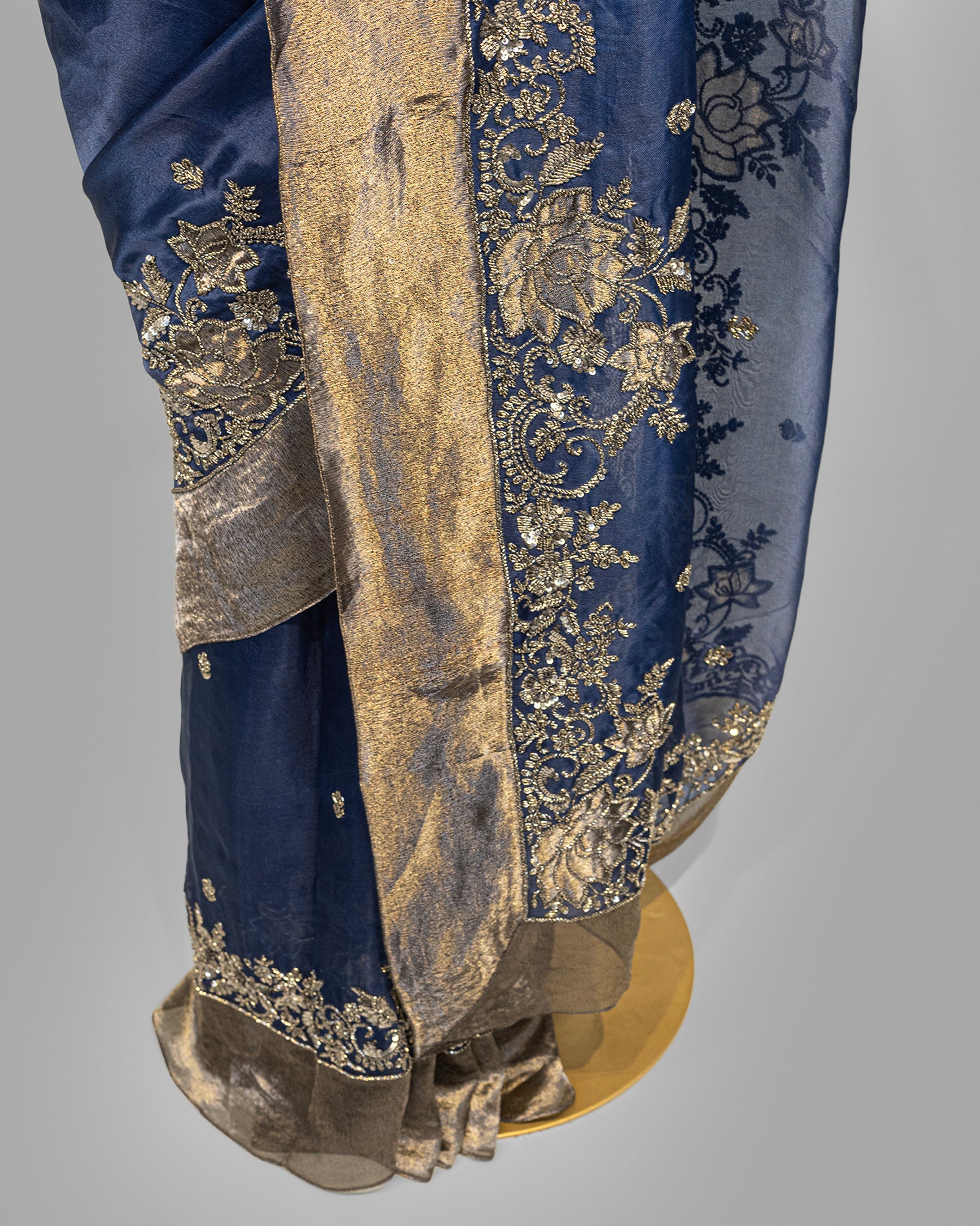 NAVY BLUE DESIGNER ORGANZA SAREE