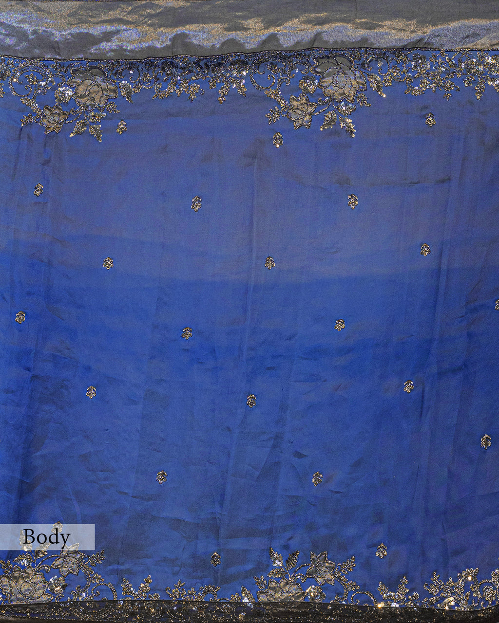 NAVY BLUE DESIGNER ORGANZA SAREE