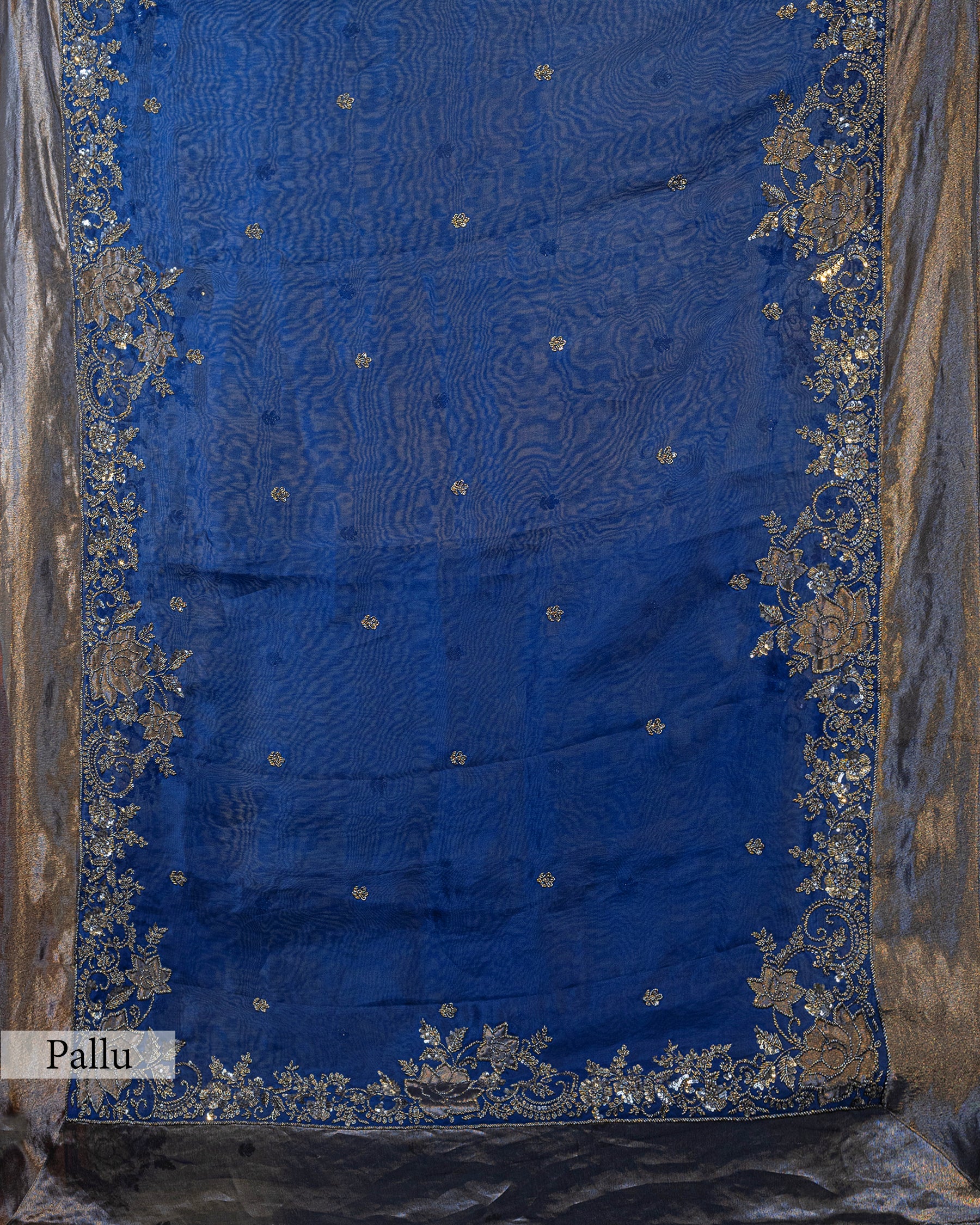 NAVY BLUE DESIGNER ORGANZA SAREE