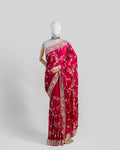 FUSCHIA PINK ZARDOZI SILK SAREE
