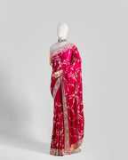 FUSCHIA PINK ZARDOZI SILK SAREE
