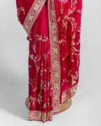 FUSCHIA PINK ZARDOZI SILK SAREE