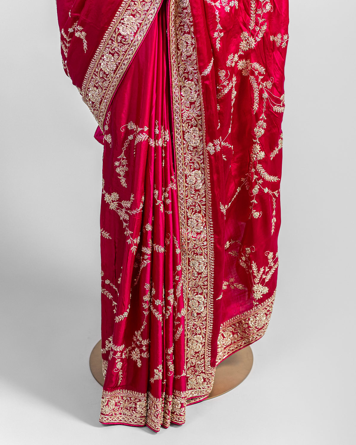 FUSCHIA PINK ZARDOZI SILK SAREE
