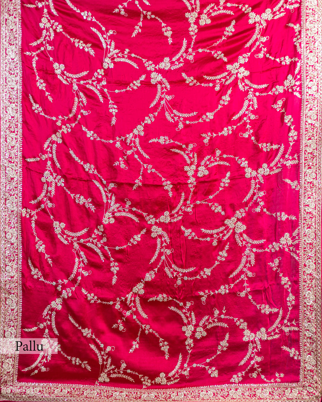 FUSCHIA PINK ZARDOZI SILK SAREE