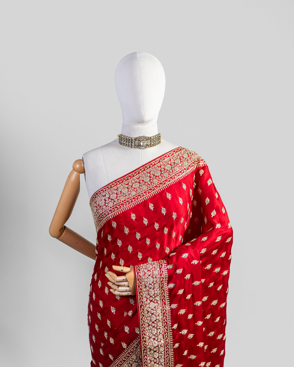 RED EMBROIDERED SOFT SILK SAREE