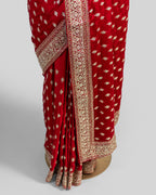 RED EMBROIDERED SOFT SILK SAREE