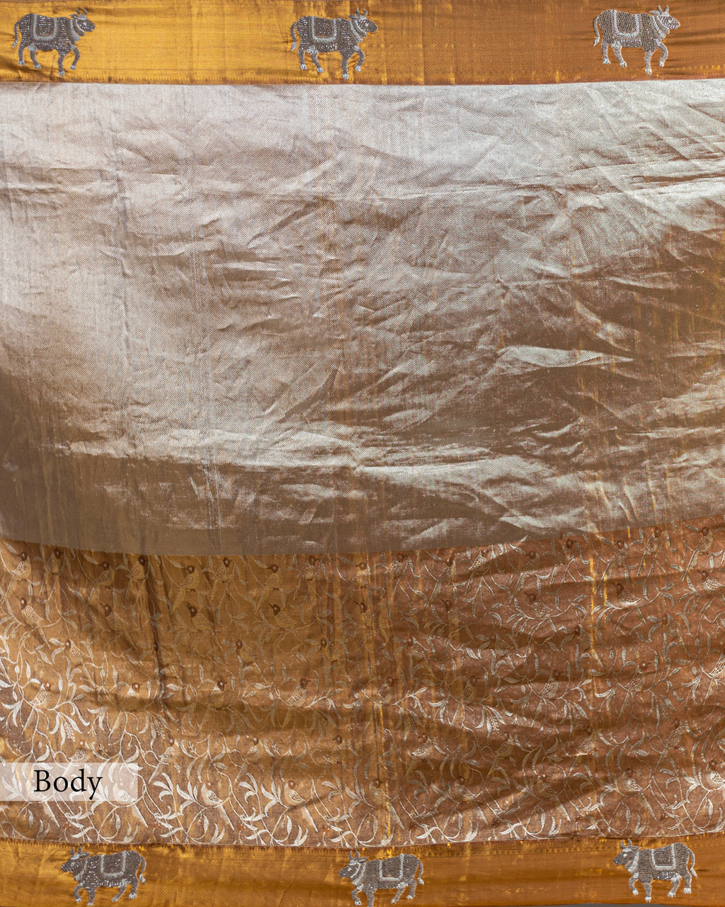 DUAL TONE CHAMPAGNE-GOLD KANJEEVARAM SILK SAREE