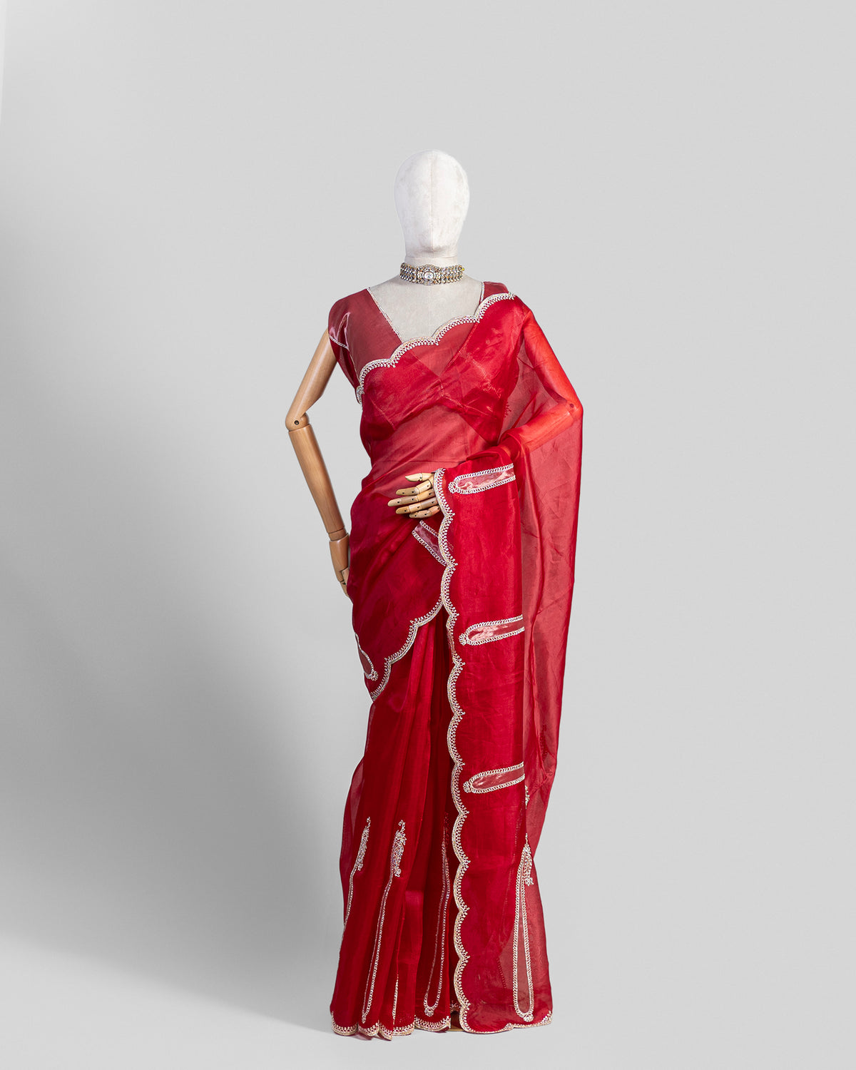 CRIMSON RED ORGANZA SAREE