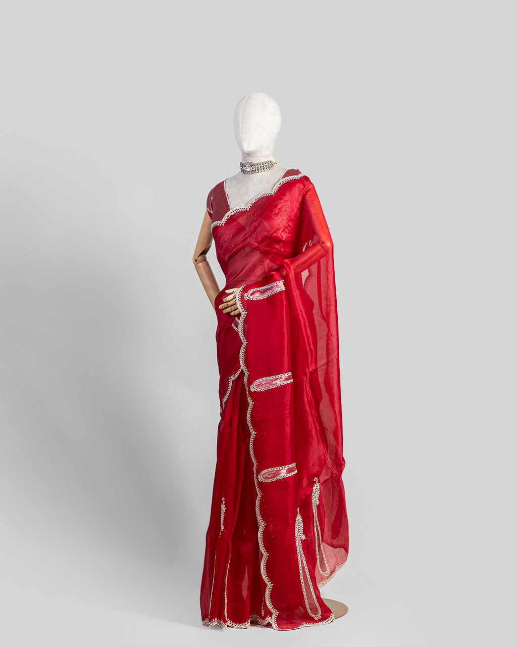CRIMSON RED ORGANZA SAREE