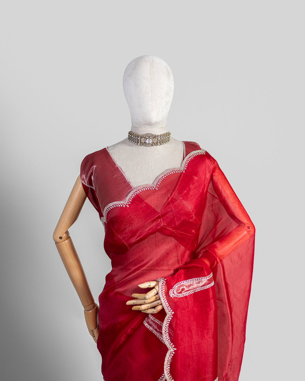CRIMSON RED ORGANZA SAREE