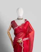 CRIMSON RED ORGANZA SAREE