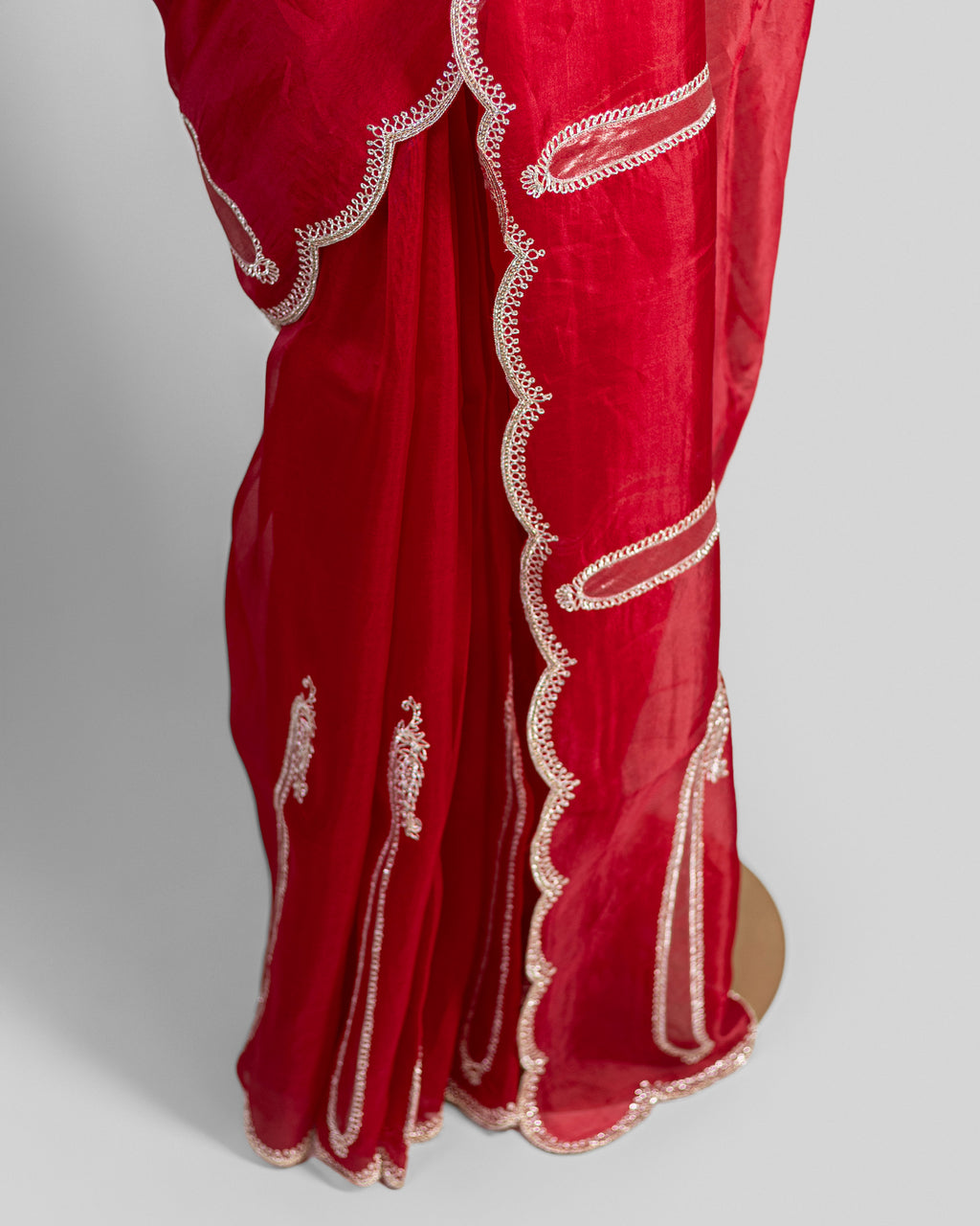 CRIMSON RED ORGANZA SAREE