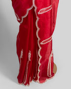 CRIMSON RED ORGANZA SAREE