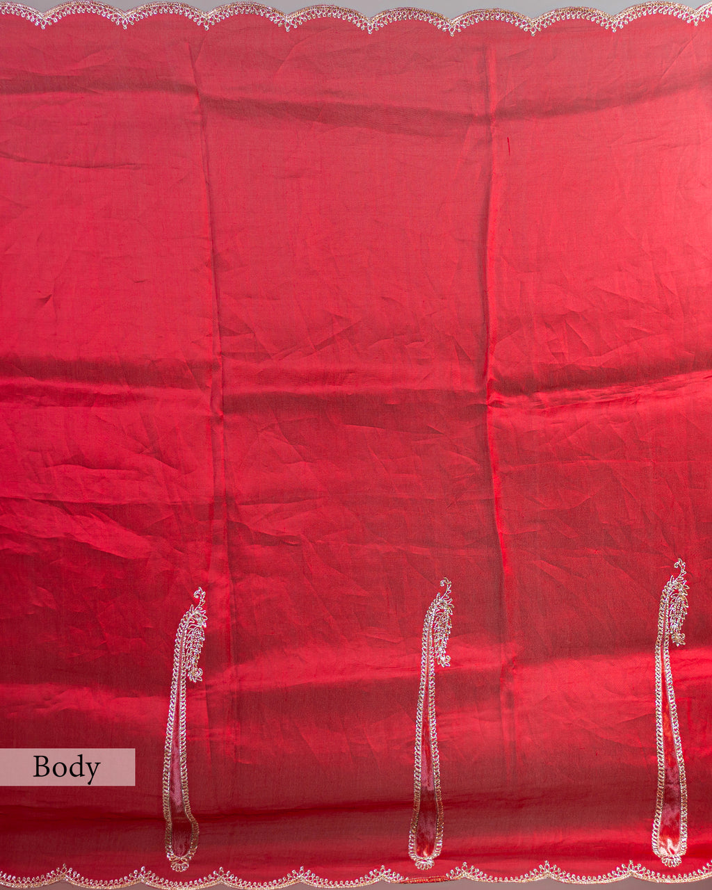CRIMSON RED ORGANZA SAREE