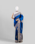 ELECTRIC BLUE EMBROIDERED SOFT SILK SAREE