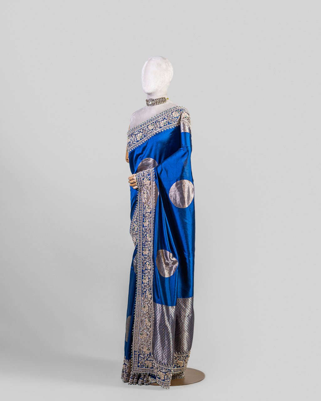 ELECTRIC BLUE EMBROIDERED SOFT SILK SAREE