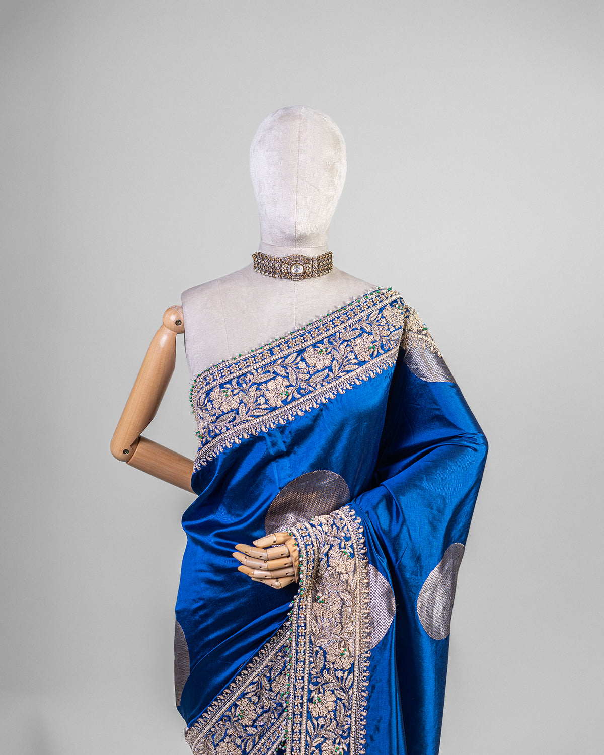 ELECTRIC BLUE EMBROIDERED SOFT SILK SAREE