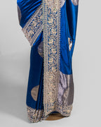 ELECTRIC BLUE EMBROIDERED SOFT SILK SAREE