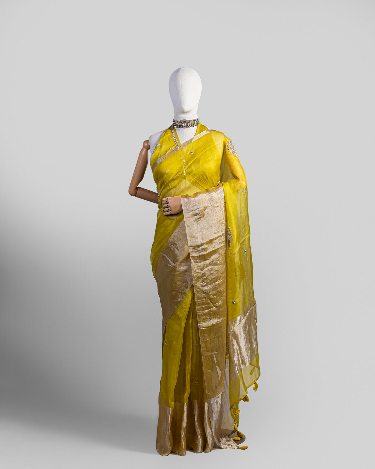 GRASS GREEN ORGANZA SAREE
