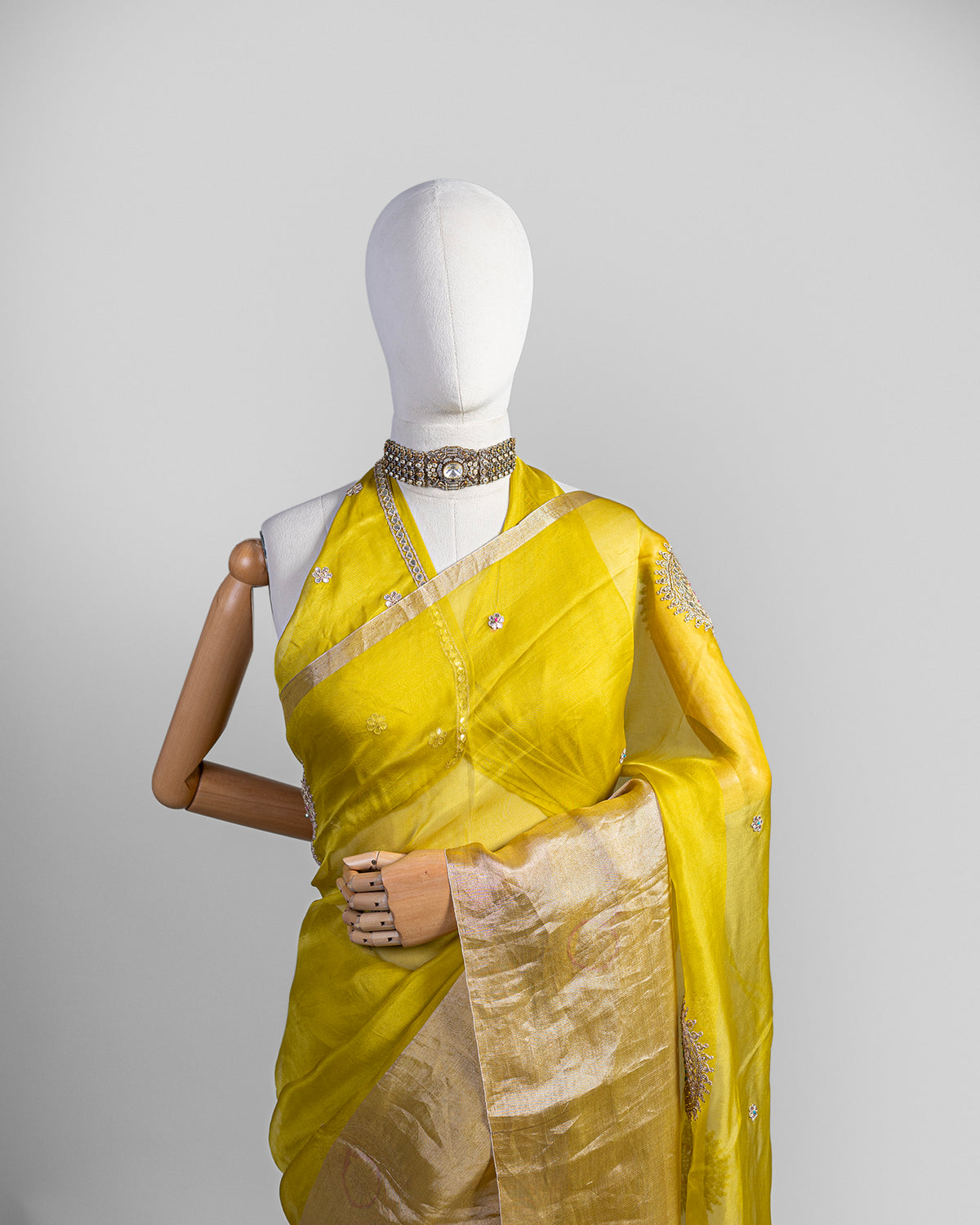 GRASS GREEN ORGANZA SAREE