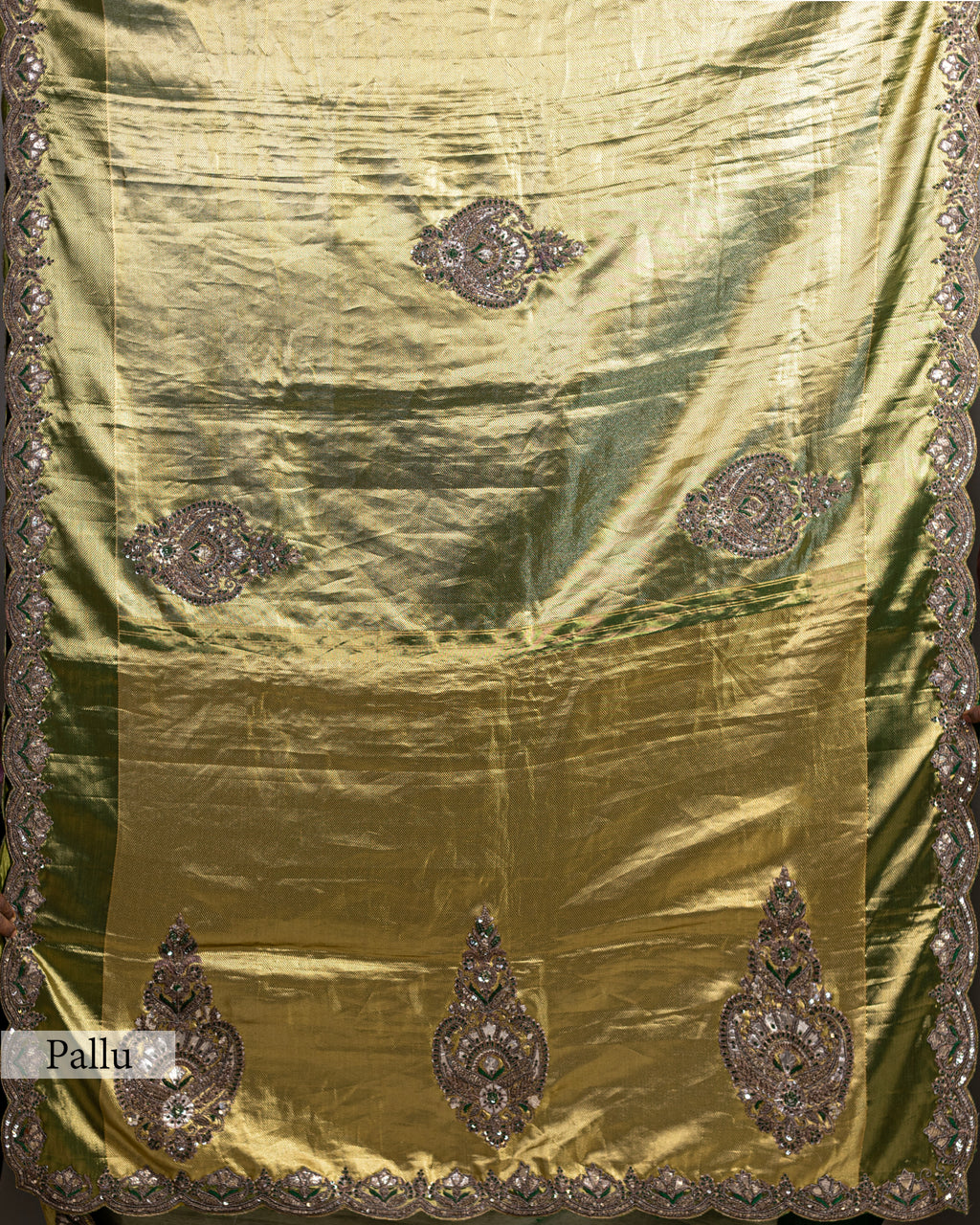 METALLIC OLIVE-GOLD KANJEEVARAM TISSUE SILK SAREE