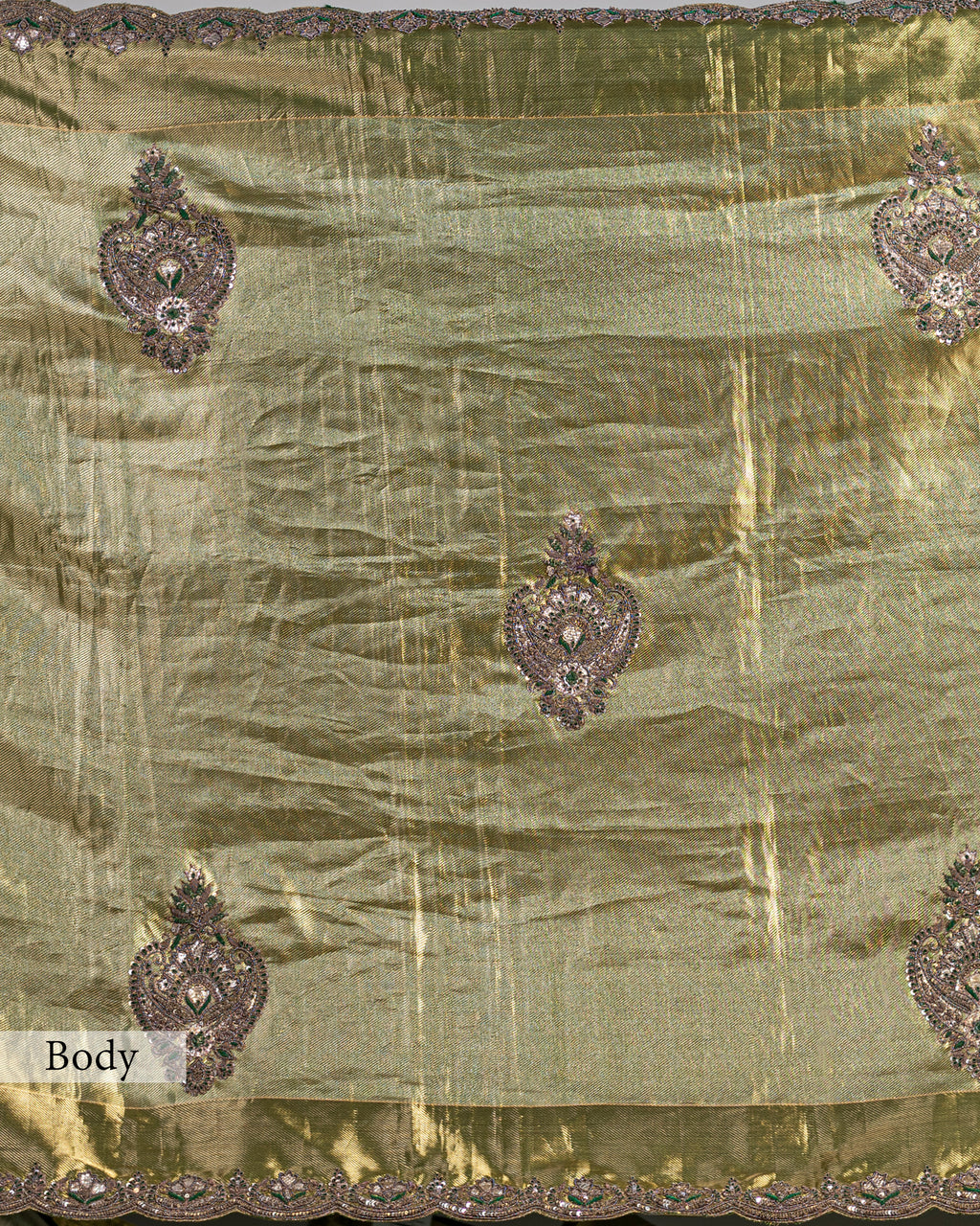 METALLIC OLIVE-GOLD KANJEEVARAM TISSUE SILK SAREE