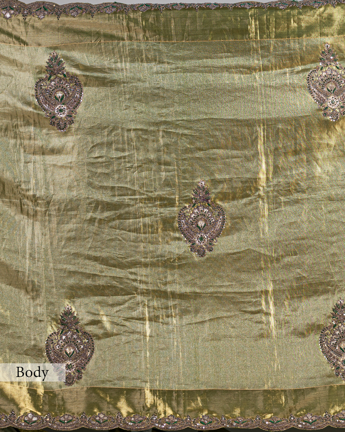 METALLIC OLIVE-GOLD KANJEEVARAM TISSUE SILK SAREE