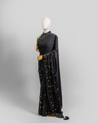BLACK EMBROIDERED SOFT SILK SAREE