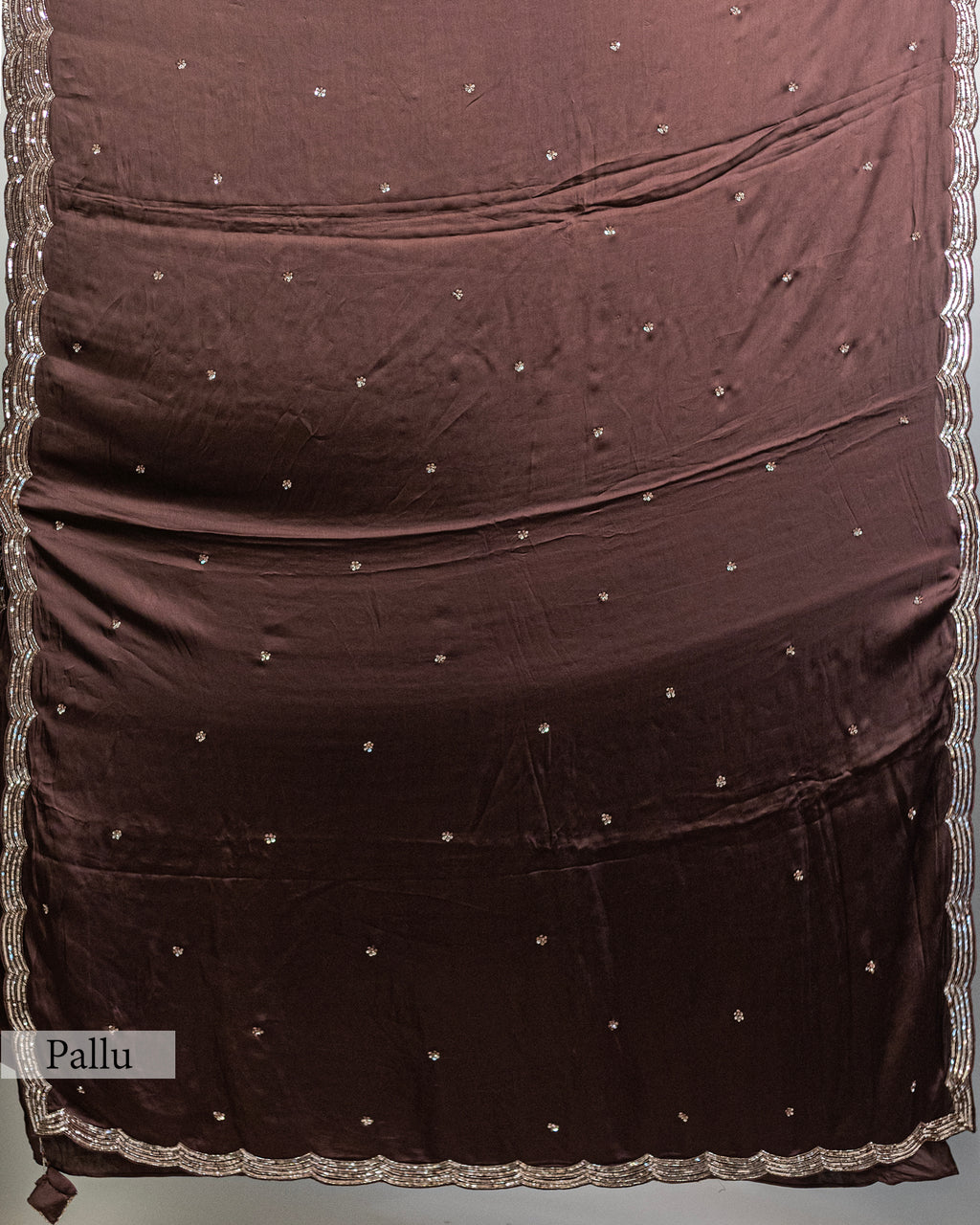 DARK BROWN EMBROIDERED SOFT SILK SAREE