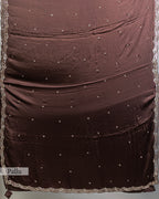 DARK BROWN EMBROIDERED SOFT SILK SAREE