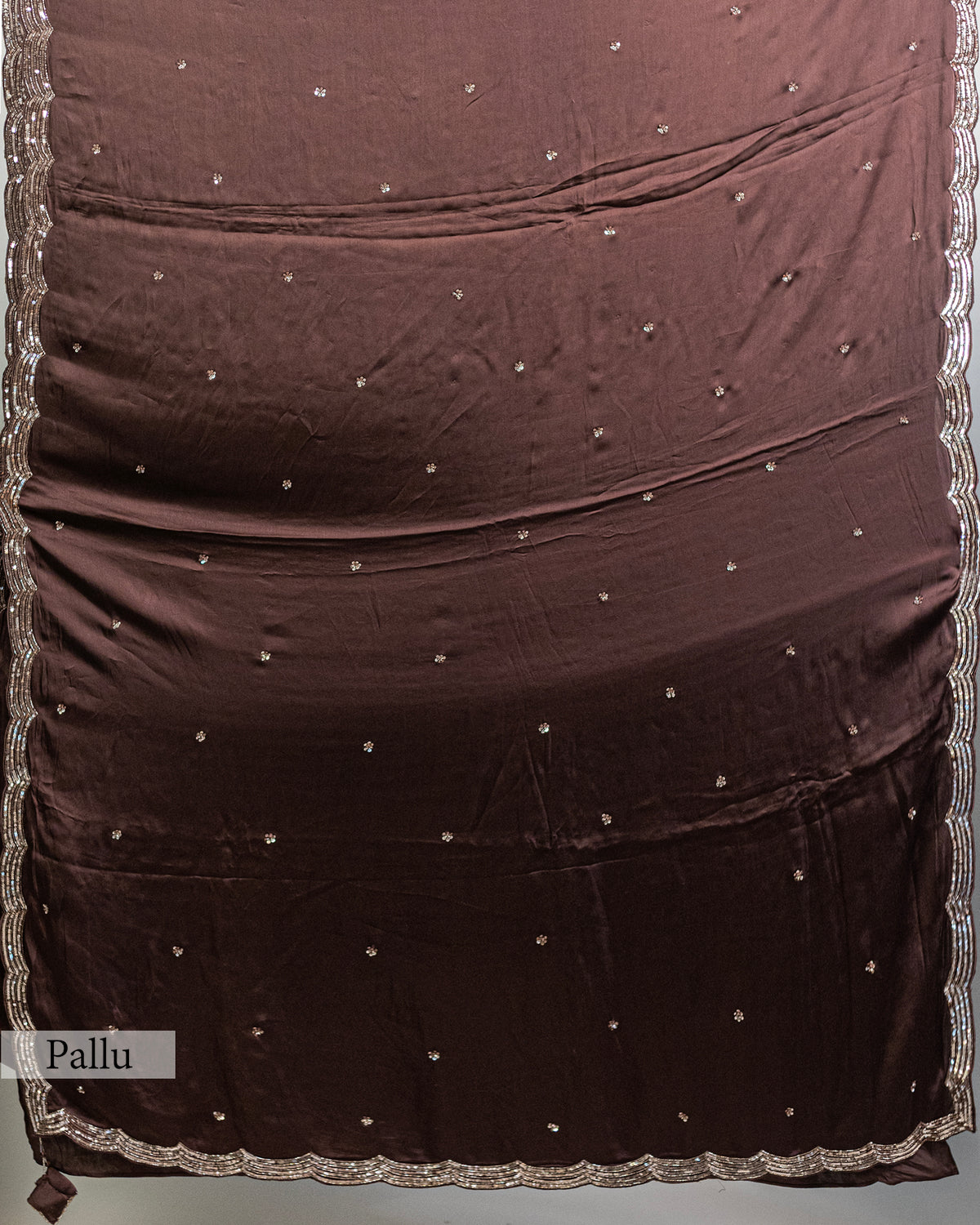 DARK BROWN EMBROIDERED SOFT SILK SAREE