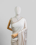 IVORY EMBELLISHED SILK SAREE