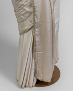 IVORY EMBELLISHED SILK SAREE
