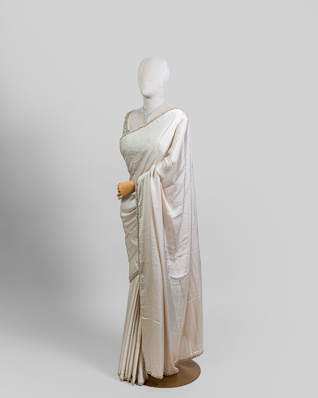 IVORY EMBELLISHED SILK SAREE