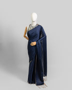 NAVY BLUE EMBROIDERED SOFT SILK SAREE