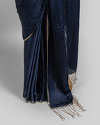 NAVY BLUE EMBROIDERED SOFT SILK SAREE