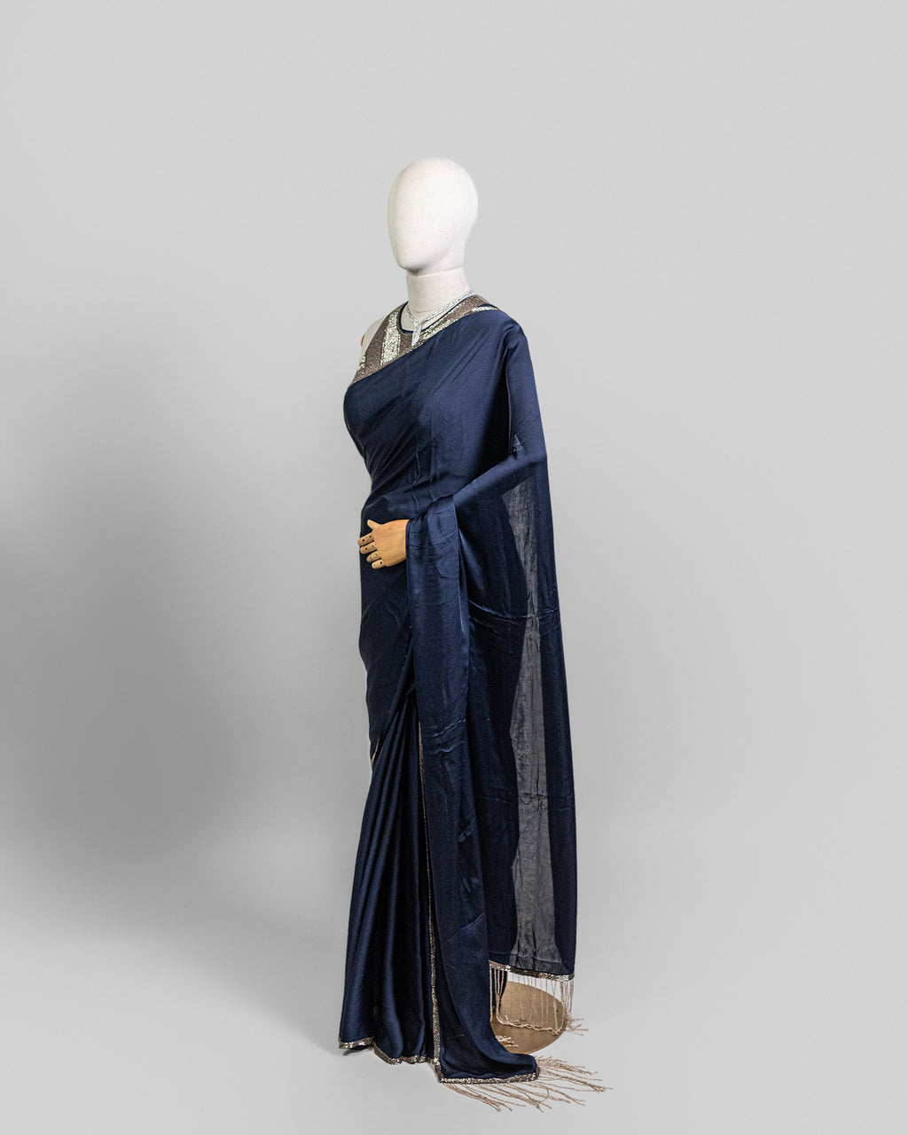 NAVY BLUE EMBROIDERED SOFT SILK SAREE