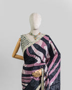 CHARCOAL-LILAC EMBROIDERED SOFT SILK SAREE