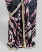 CHARCOAL-LILAC EMBROIDERED SOFT SILK SAREE