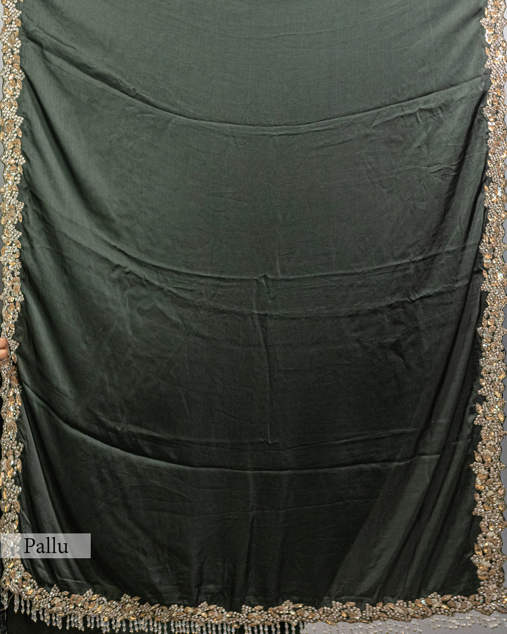 MOSS GREEN EMBROIDERED SOFT SILK SAREE