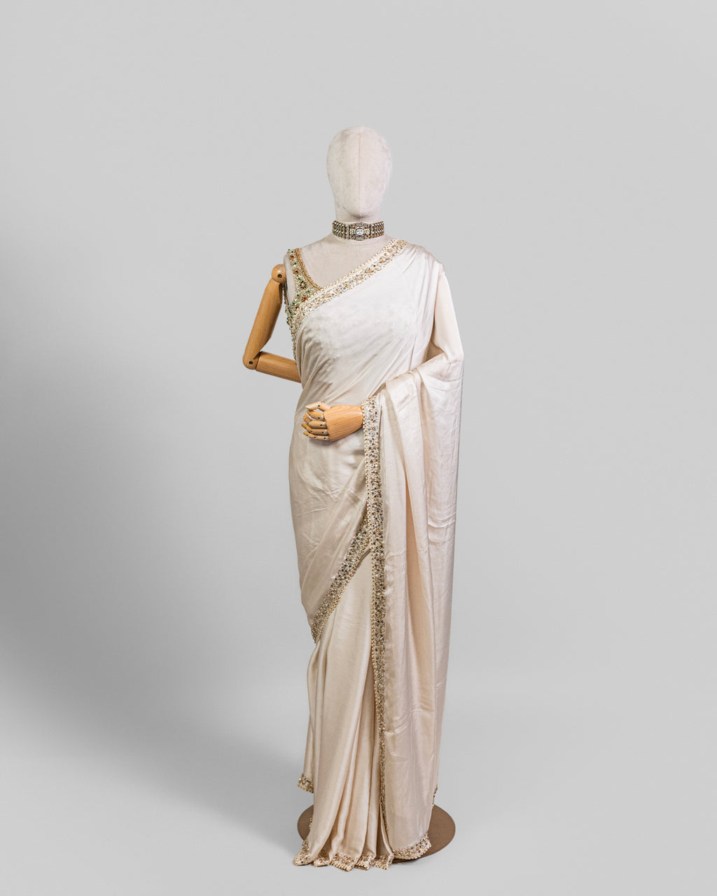 BEIGE EMBROIDERED SOFT SILK SAREE