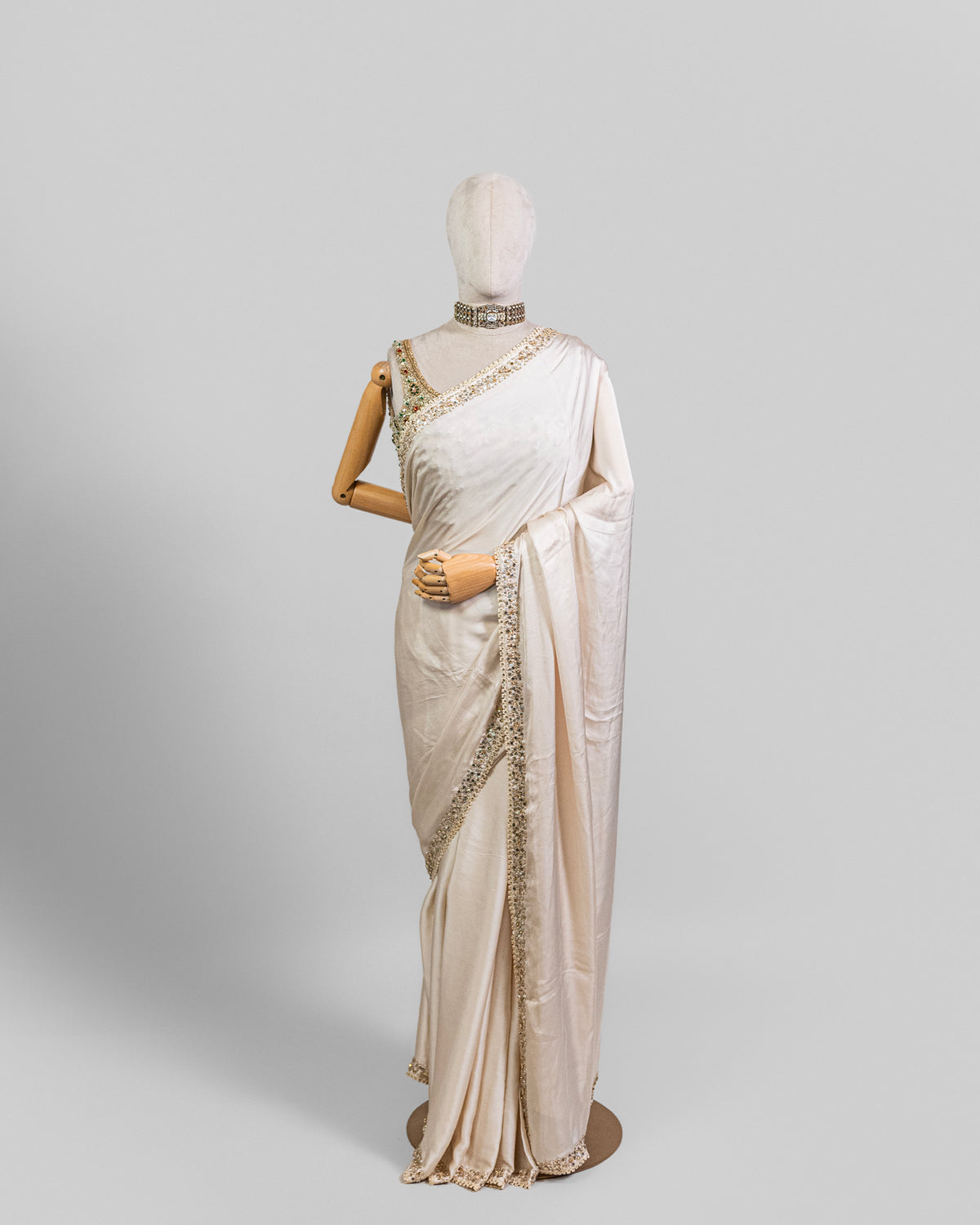 BEIGE EMBROIDERED SOFT SILK SAREE
