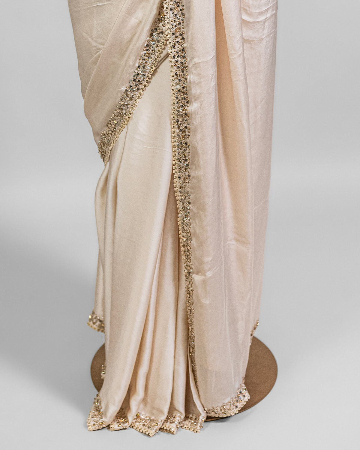 BEIGE EMBROIDERED SOFT SILK SAREE