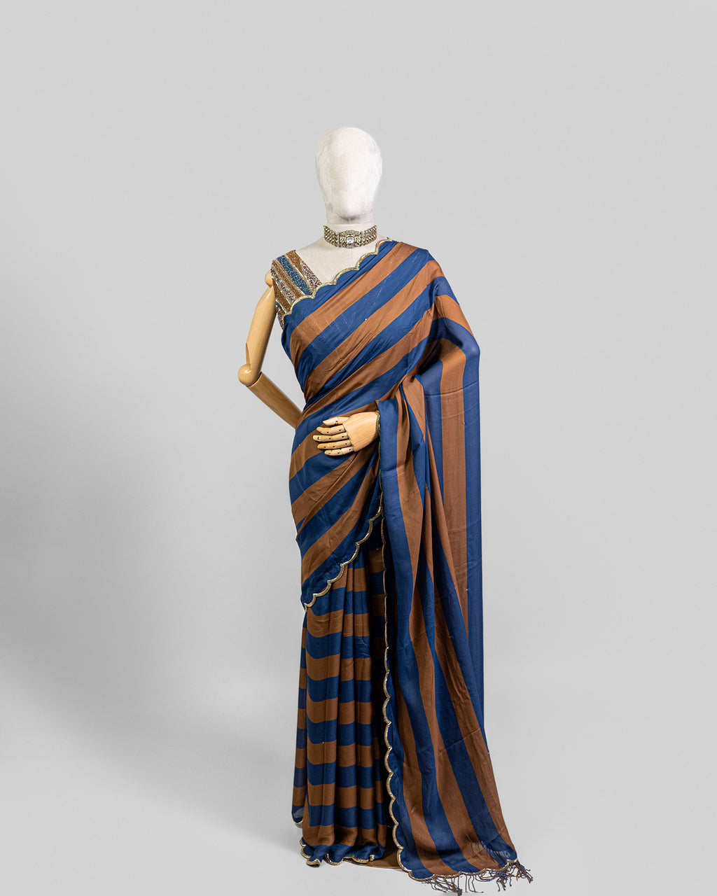 MIDNIGHT MOCHA EMBROIDERED SOFT SILK SAREE
