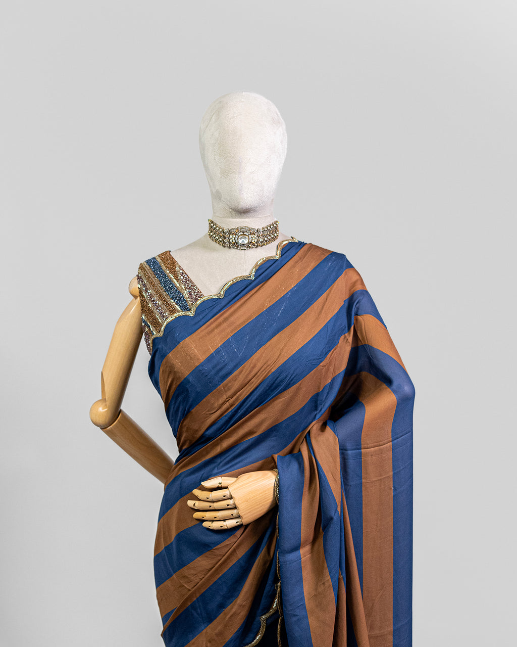 MIDNIGHT MOCHA EMBROIDERED SOFT SILK SAREE