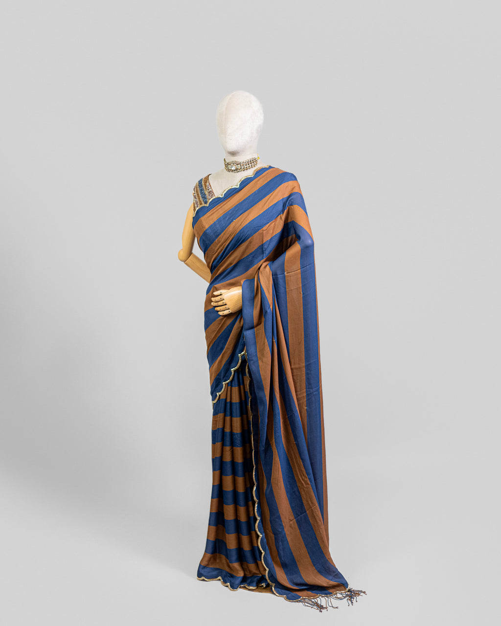 MIDNIGHT MOCHA EMBROIDERED SOFT SILK SAREE