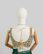 BOTTLE GREEN EMBROIDERED SOFT SILK SAREE