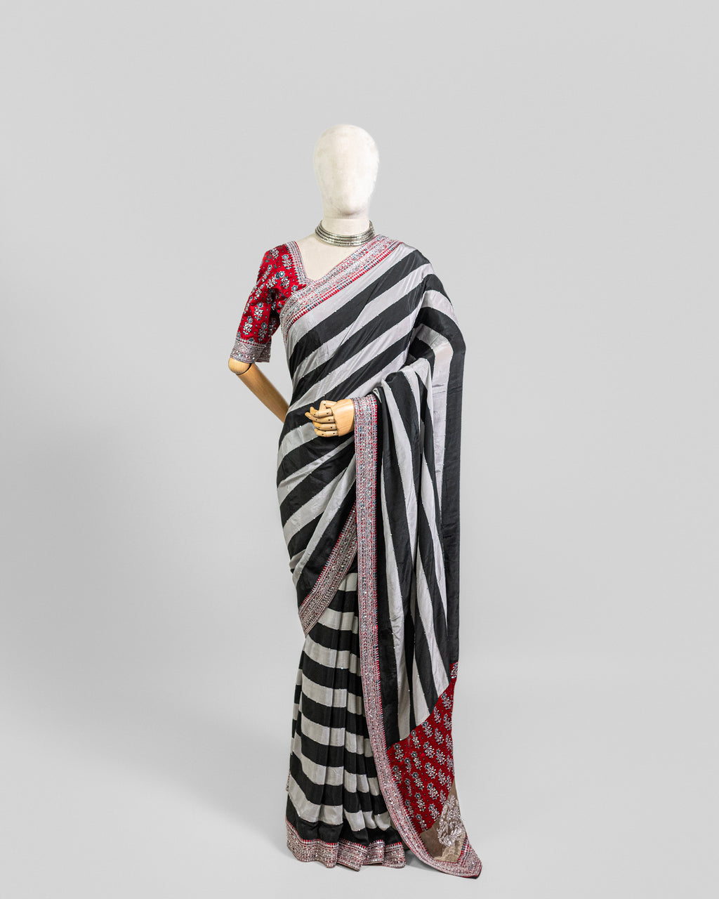 RAVEN & STEEL EMBROIDERED SOFT SILK SAREE
